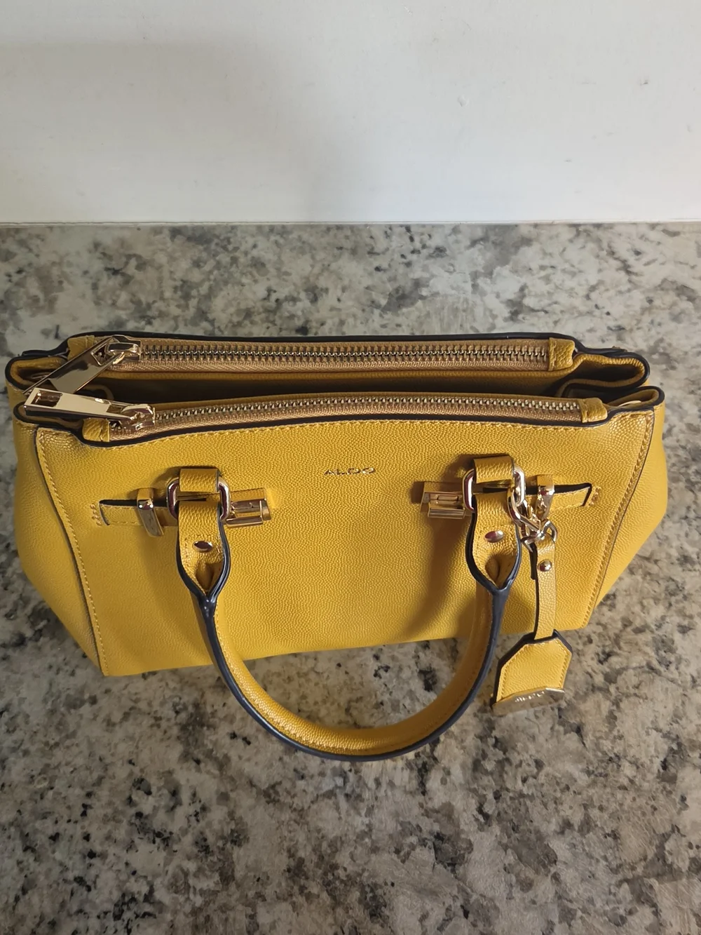 ALDO Yellow Structured Top-Handle Satchel
